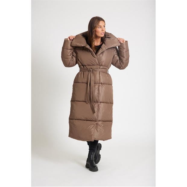 Be You Wrap Midi Tie Waist Padded Coat