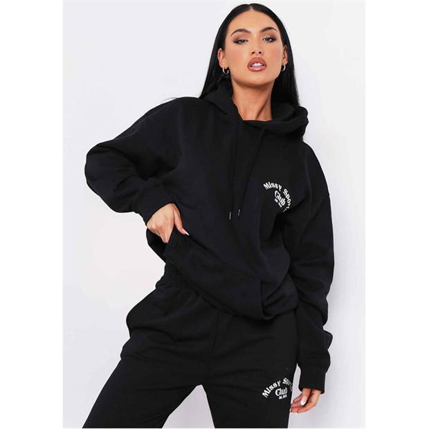 Missy Empire Black Missy Sports Club Oversized Hoodie