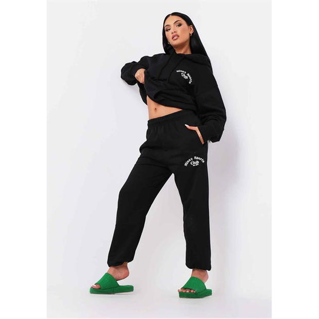 Missy Empire Black Missy Sports Club Casual Joggers