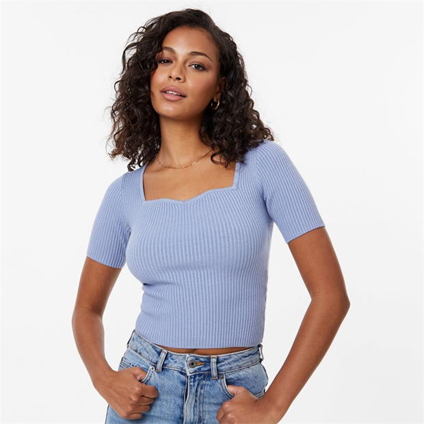 Jack Wills Knitted Sweetheart Short Sleeve Top