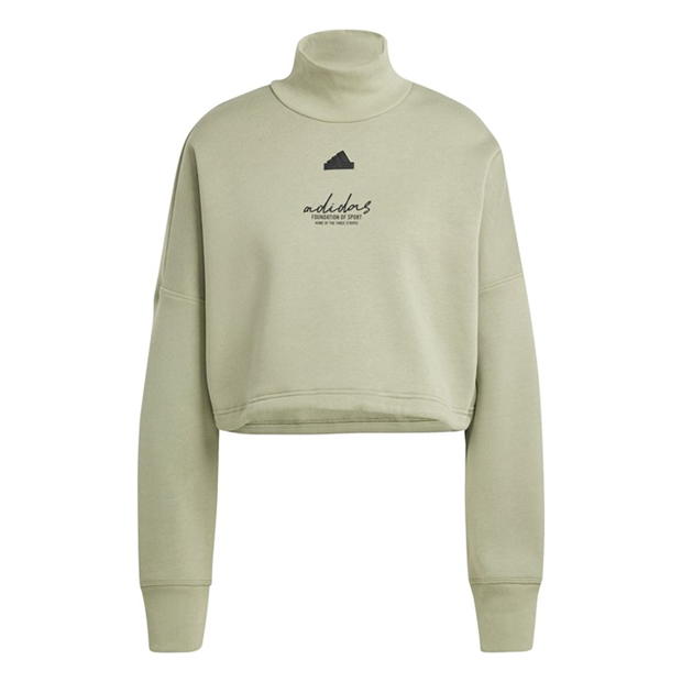 adidas Signature Graphic Embroidery Fleece Crop Sweatshirt