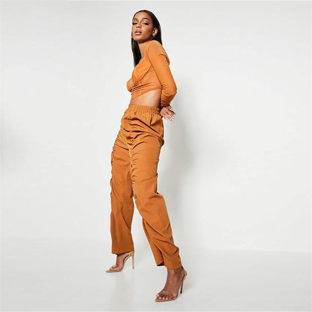 I Saw It First Woven Ruched Leg Cargo Trousers