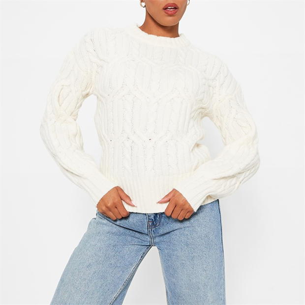 I Saw It First Crew Neck Cable Knit Jumper