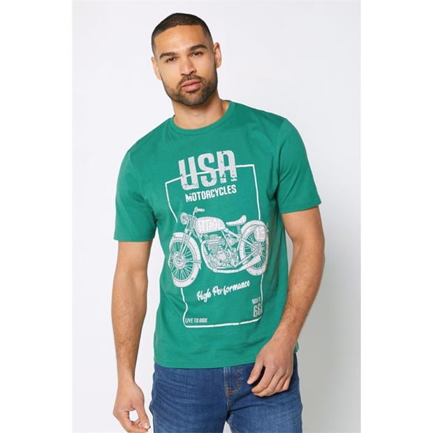 Studio USA Motors Print Green T-Shirt