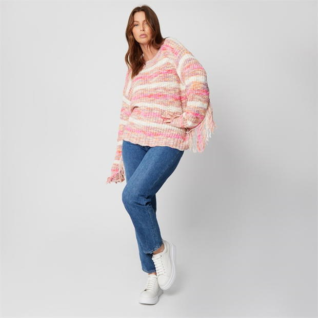 Be You Stripe Fringe Multi Jumper