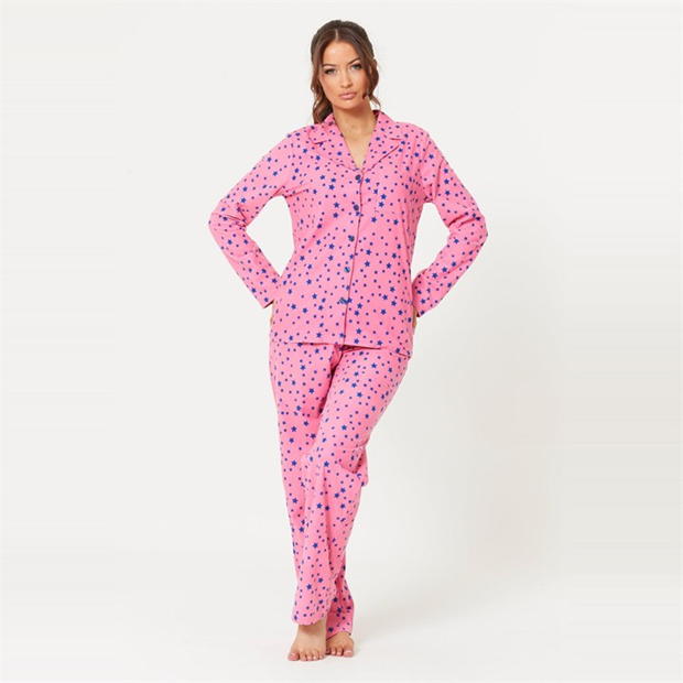 Studio Star Print Flannel Pyjamas Pink Gift Wrapped