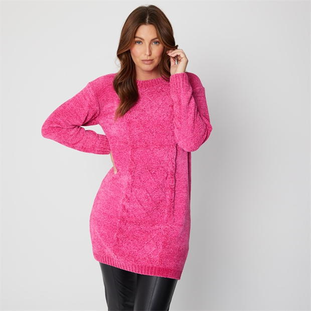 Be You Longline Cable Pink Jumper