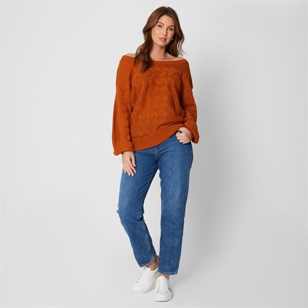 Be You Bardot Rust Jumper