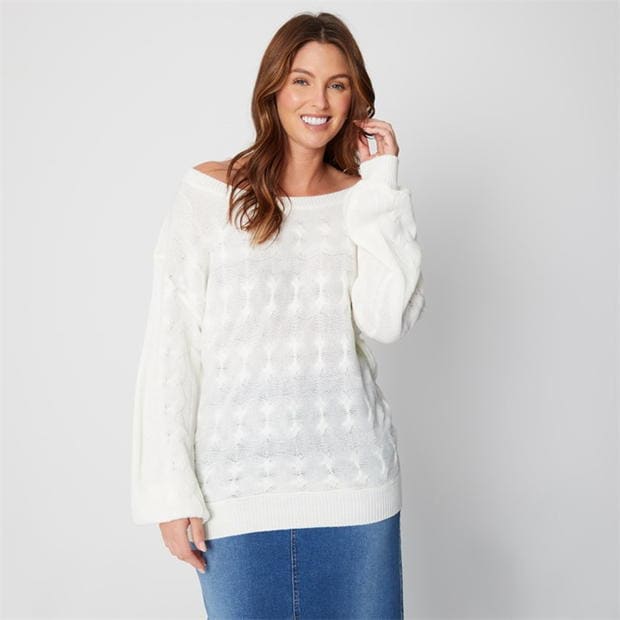 Be You Bardot Cream Jumper