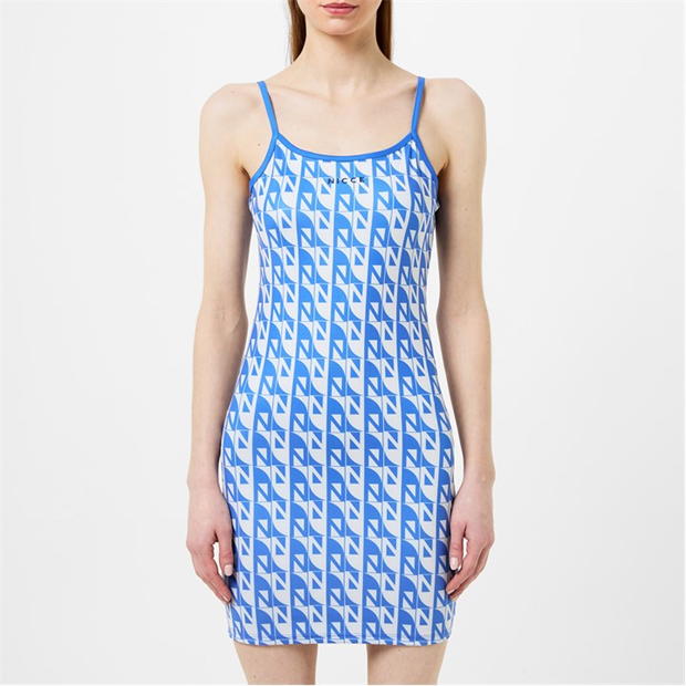 Nicce Womens Renee Strap Dress - Iris Blue/ Almond White