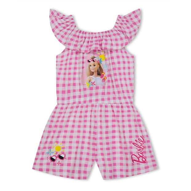 Character Girls Barbie Gingham Frill Detail Playsuit