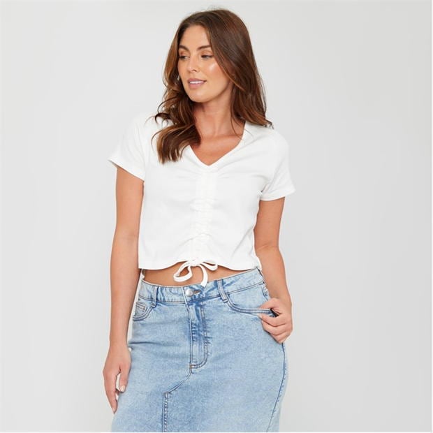 Be You Ruched Rib Top Womens