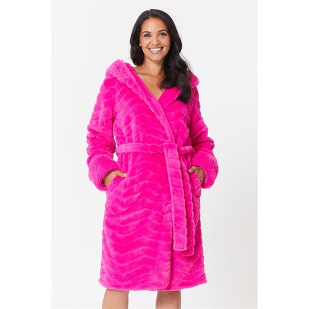 Studio Luxury Faux Fur Hooded Robe Pink