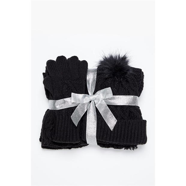 Studio 3-Piece Knit Hat Scarf and Glove Set