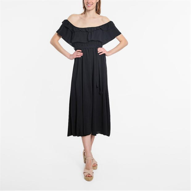 Be You Frill Bardot Belted Midaxi Dress