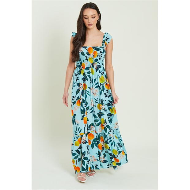 Be You Frill Shoulder Tier Maxi Dress