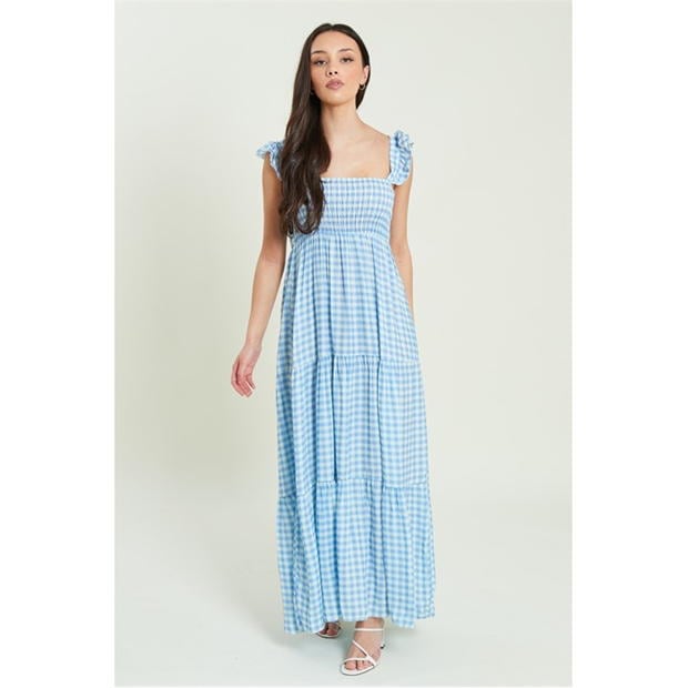 Be You Frill Shoulder Tier Maxi Dress