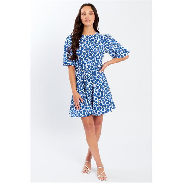 Be You Puff Slv Tie Waist Dress